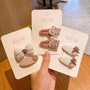 Barrettes À Cheveux En Tissu Écossais Style Coréen Pour Filles Barrettes BB Avec Broderie Nœud Ours Dessin Animé Cadeau