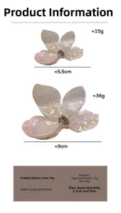 Spécifications de taille pour pinces à cheveux fleur sirène en options 5,5cm et 9cm