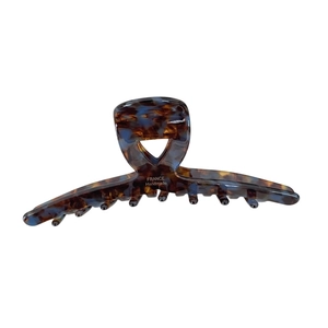 Pince à cheveux faite main en acétate avec motif écaille de tortue ambre et bleu
