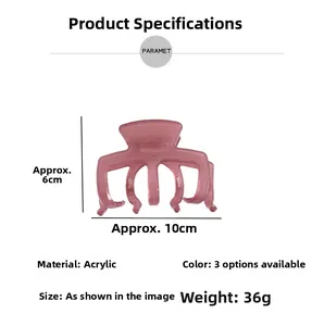 Dimensioni del mollettone per capelli in acrilico rosa trasparente 10 cm per 6 cm