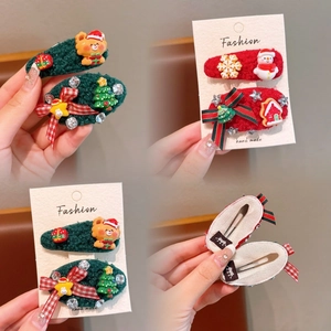 Barrettes à Cheveux de Noël Mignonnes pour Enfants Filles Fait Main Peluche Père Noël Bonhomme de Neige Strass Accessoires