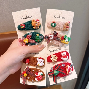 Lot de 8 barrettes de Noël pour petites filles avec motifs Père Noël et bonhomme de neige