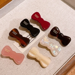 French Style Acetate Bowknot Hair Clip Small Duckbill Clip Handmade Side Bangs Clip Vintage Hair Accessory For Women