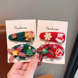 Lot de barrettes de Noël en peluche avec Père Noël et bonhomme de neige enfant
