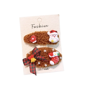 Ensemble de pinces à cheveux de Noël avec Père Noël en peluche et nœud festif pour filles