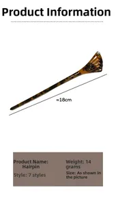 Detailed macro view showing the 18cm tortoiseshell acetate hair pin with pearl accent