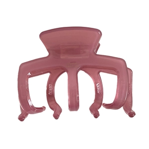 Pinza per capelli in acetato rosa gelatina con scritte dorate fatte a mano stile Francia