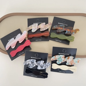 Lot Barrettes Cheveux en Acétate Vague pour Femme Élégant Motif Marbre Écaille de Tortue Accessoires Cheveux Set