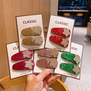 Cinq paires de barrettes à cheveux étoiles pailletées pour filles en couleurs variées
