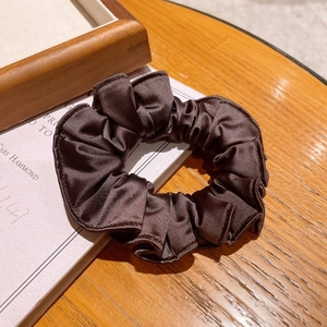 Elegant Satin Ruffled Scrunchies High Elasticity Simple Hair Ties For Ponytail Bun Women Hair Accessories Black Brown