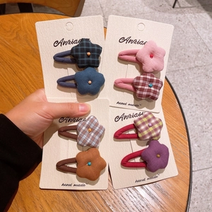 Lot de 8 jolies barrettes en forme d'étoile à carreaux avec perles pour filles