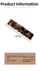 Detail of 10.5cm tortoiseshell acetate spring hair clip with small gold rhinestone