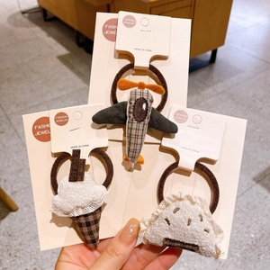 Lot de chouchous en peluche mignons avec motifs avion, glace et boule de riz pour filles