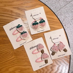 Handgefertigte Süße Erdbeere Pilz Haarspangen Und Haargummis Für Kinder Mädchen Spitze Karierte Stoff Haarschmuck Schmuck