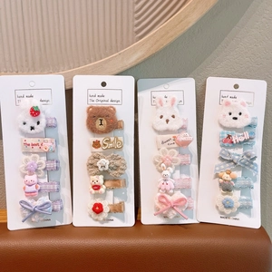 Variété de Barrettes à Cheveux pour Enfants Assorties Dessin Animé Peluche Animal Fleur Douces Pinces en Tissu pour Filles
