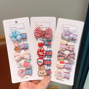 Set de barrettes à cheveux fleurs et nœuds pour enfants avec motifs animaux mignons