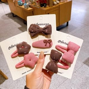 Barrettes à Cheveux et Élastiques en Tissu Nœud Fleur pour Enfants Filles Épingles à Cheveux Cerise Faites à la Main