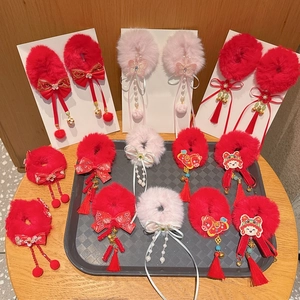 Traditionele rode Chinese haaraccessoires set met kwastjes en parels voor Hanfu