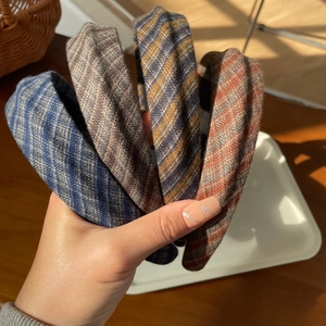 Lot de quatre serre-têtes rétro en tissu français aux motifs et couleurs d'automne