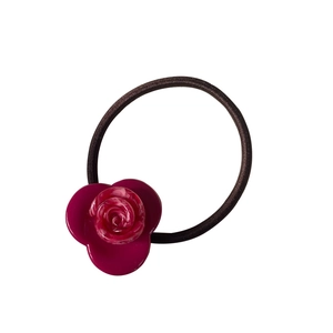 Elegant acetate rose hair tie with brown elastic rope for women’s fashion hair accessories
