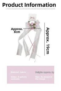 Pinza para el pelo con lazo de encaje, rosa y cintas largas, de 8 cm de ancho y 19 cm