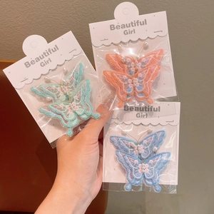 Barrettes papillon brodées 3D avec perles pour filles en plusieurs couleurs variées