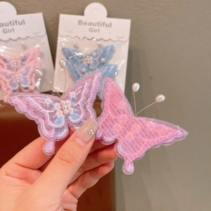 Accessoires cheveux papillon brodés avec perles pour coiffures de petites filles