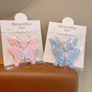 Barrettes à cheveux papillon brodées exquises avec perles et pompons pour filles