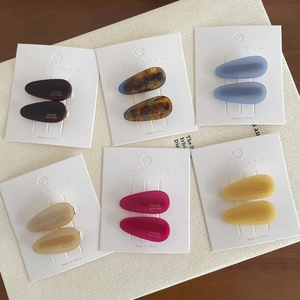 Handmade Cellulose Acetate Waterdrop Hair Clips For Women French Minimalist Style Tortoiseshell Polished Bang Side Clips Hairpins