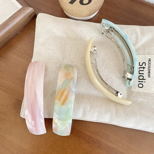 Minimalist Curved Cellulose Acetate Hair Clip For Women French Handmade Style Marble Tortoiseshell Barrette Ponytail Clip
