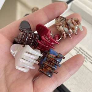 Mini pinces à cheveux en acétate en cinq couleurs dont ambre et blanc nacré brillant
