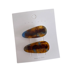 Chic tortoiseshell water drop hair clips with blue marble accent for women and girls