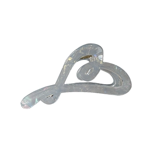 Elegant holographic heart-shaped hair claw clip with colorful iridescent resin finish