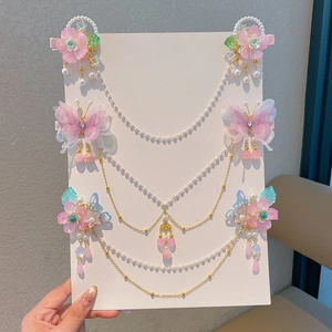 Lot de barrettes à fleurs chinoises traditionnelles avec perles et longs glands pour Hanfu