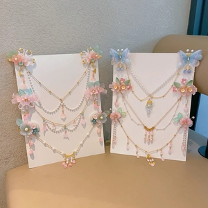 Barrettes à fleurs exquises avec de longs pompons en métal et perles pour Hanfu