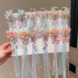 Barrettes à Cheveux Style Ancien Fleur Papillon Avec Long Ruban de Satin Gland Künstliche Perle Épingles à Cheveux Douces Pour Filles