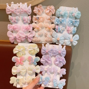 Cute girls hair clip set with 3D bows, flowers, and sequins in macaron colors
