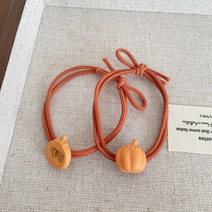 Set di due elastici per capelli a zucca arancione con ciondoli in resina e bande elastiche