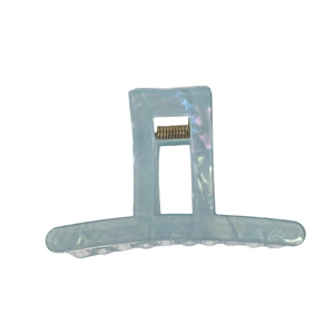 Minimalist light blue marble square hair claw clip with modern geometric design and spring