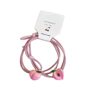 Set di elastici per capelli rosa con ciondoli a pesca su scheda di supporto