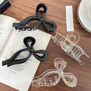Élégante Pince à Cheveux Grand Nœud pour Femmes Pince Requin en Plastique Laqué pour Cheveux Épais Accessoire Cheveux Coréen