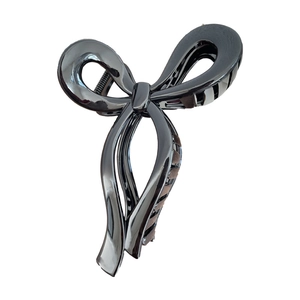 Pince à cheveux noire brillante de 13 cm en forme de nœud avec finition miroir