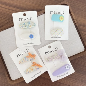 Barrettes à cheveux en tissu pour filles avec motifs floraux et nœuds colorés