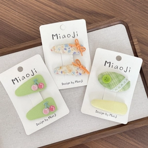Lot de jolies barrettes en tissu floral pour filles avec boutons et détails de cerises