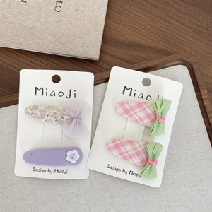 Ensemble de pinces à cheveux en tissu à fleurs et carreaux pour bébés et petites filles