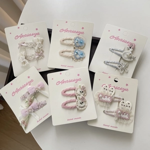 Handgefertigte Süße Cartoon Tier Haarklammern Für Kinder Mädchen Blumen Hase Künstliche Perle Spitze Schleife Rosa Kawaii Haarschmuck