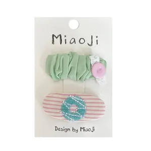Barrettes à cheveux roses avec broderie florale et dentelle pour petites filles