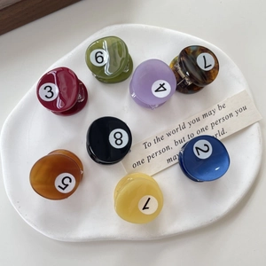 Billiard Ball Round Hair Claw Mini Cellulose Acetate Hair Clip Retro Cute Pool Ball Hair Accessory For Women Girls
