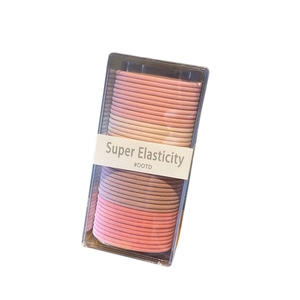 20pcs candy colored elastic hair ties set in clear box with assorted pink and brown tones