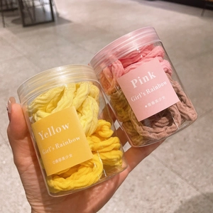 Set d'élastiques à cheveux haute élasticité pour filles en pots couleurs rose et jaune